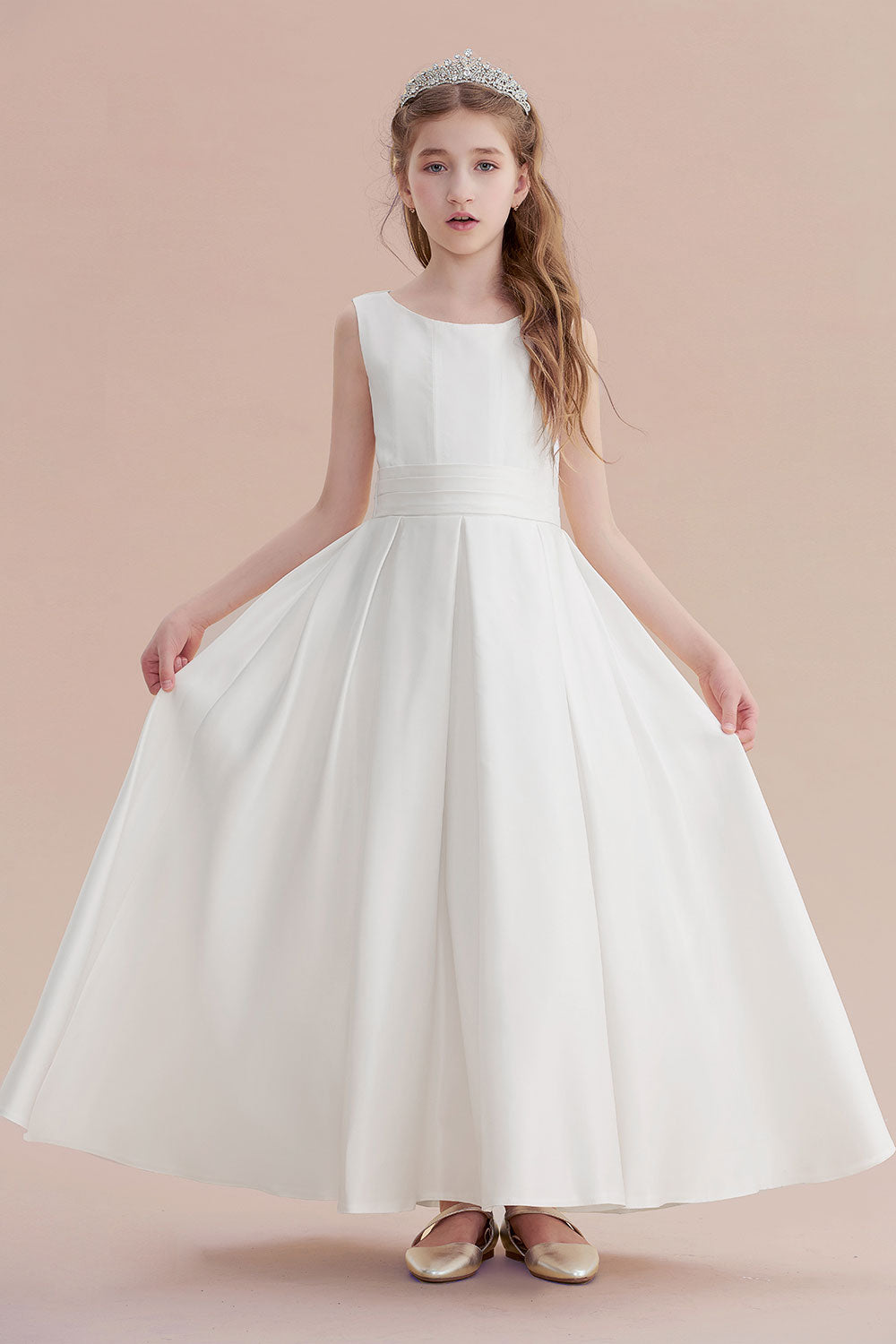 Chicloth A-Line Simple Satin Flower Girl Dress On Sale
