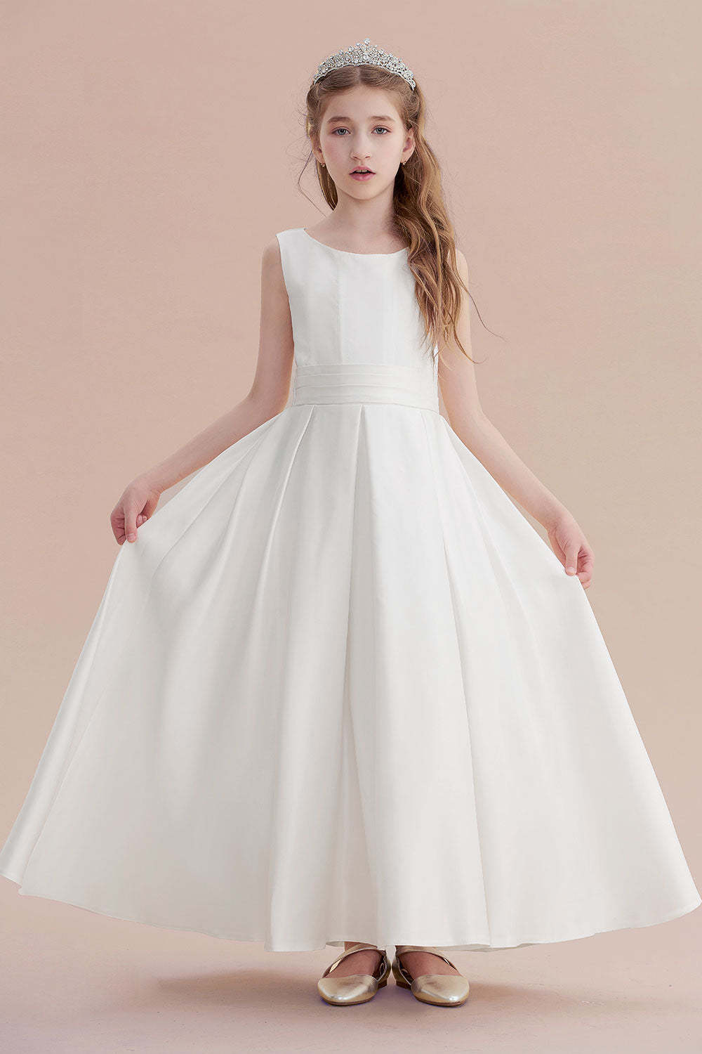 Chicloth A-Line Simple Satin Flower Girl Dress On Sale