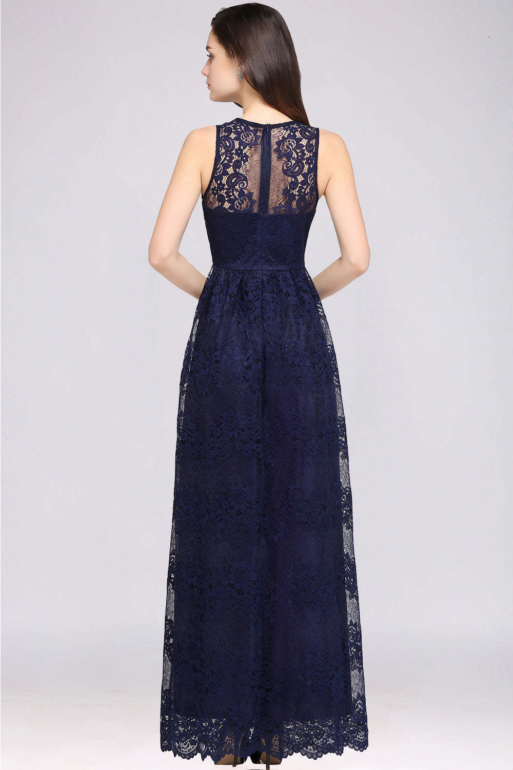 Chicloth Chic Sheath V-Neck Navy Lace Bridesmaid Dresses Online In Stock