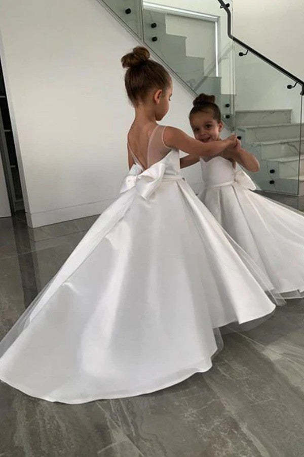 Chicloth Sleeveless White Flower Girl Dress Lovely