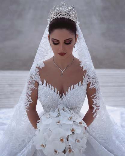 Chicloth Long Sleeves Lace Wedding Dress Ball Gown