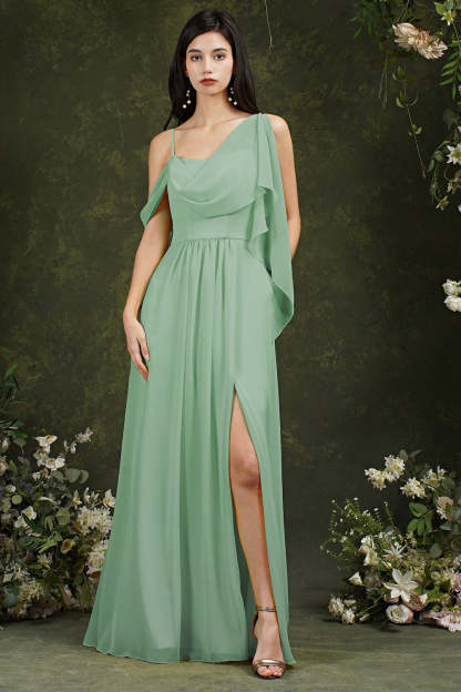 Chicloth Bridesmaid Dress Side Split Long Chiffon