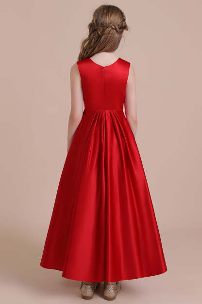Chicloth A-Line Chic Satin Ankle Length Flower Girl Dress Online