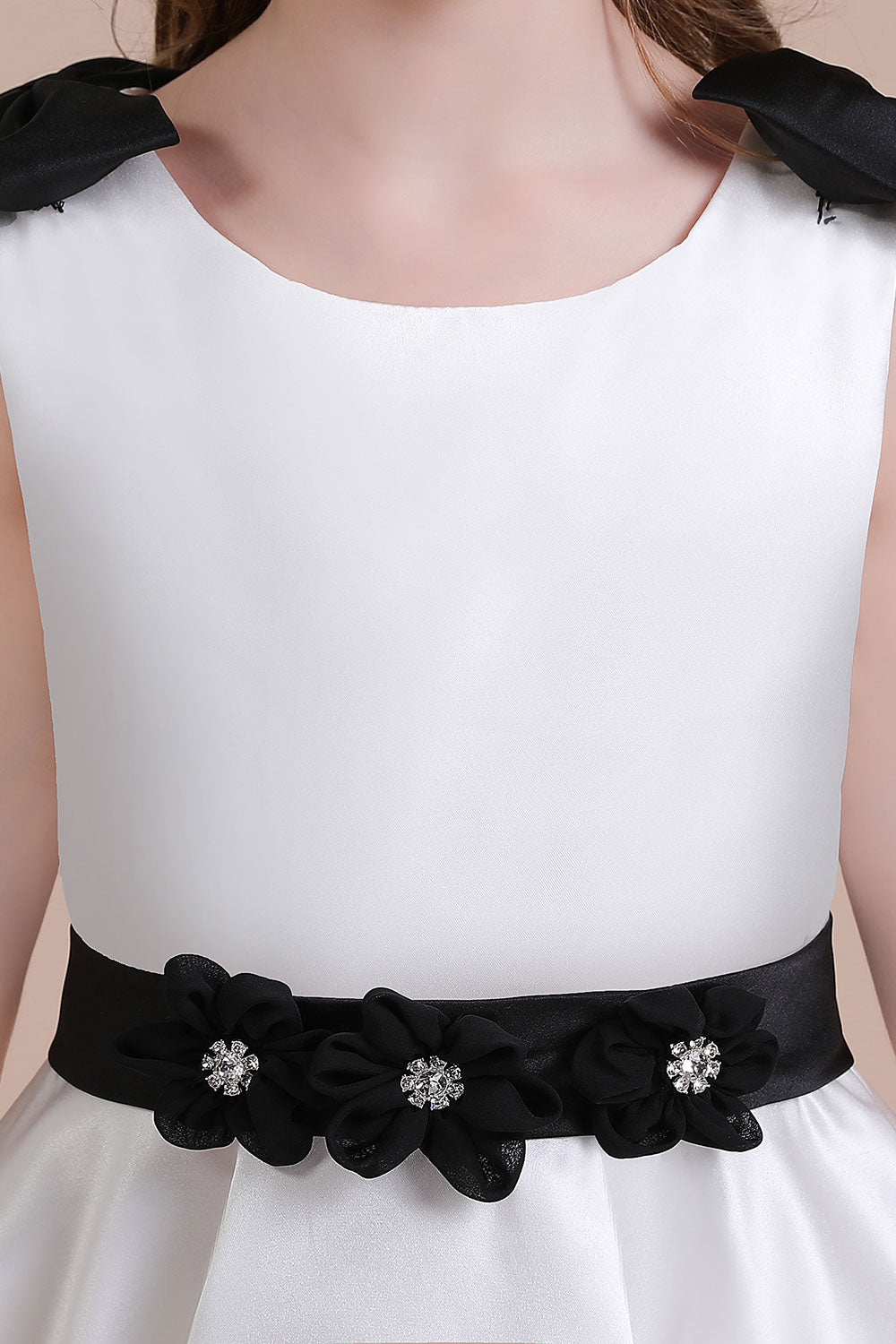 Chicloth A-Line Latest Satin Knee Length Flower Girl Dress Online