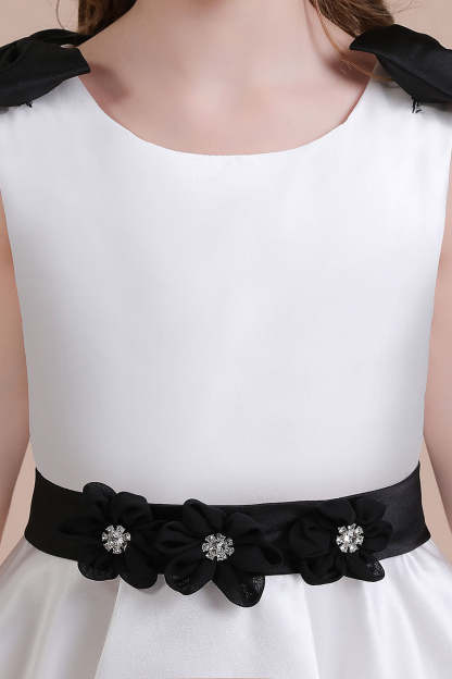 Chicloth A-Line Latest Satin Knee Length Flower Girl Dress Online