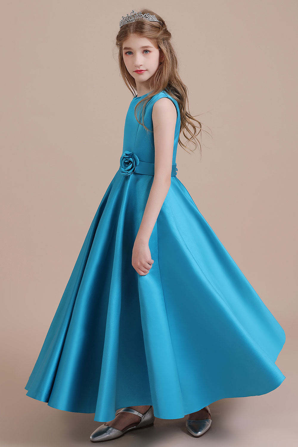 Chicloth A-Line Awesome Satin Flower Girl Dress Online