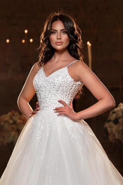 A-line sweetheart White wedding dress