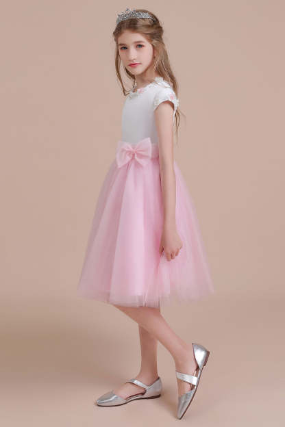 Chicloth A-Line Cap Sleeve Tulle Knee Length Flower Girl Dress Online