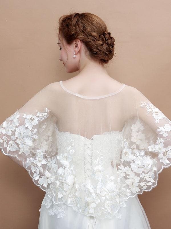 Champagne Embroidered Flower Wedding Wraps | Bridelily - wedding wraps