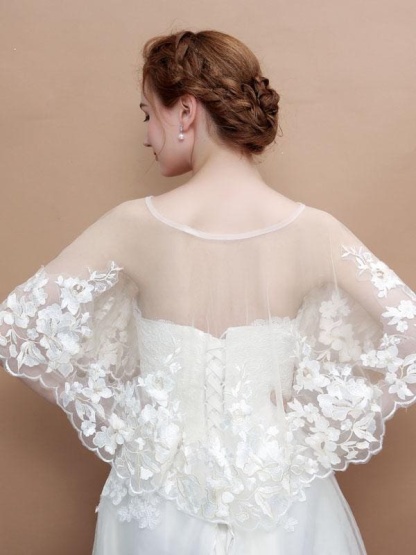 Champagne Embroidered Flower Wedding Wraps | Bridelily - wedding wraps