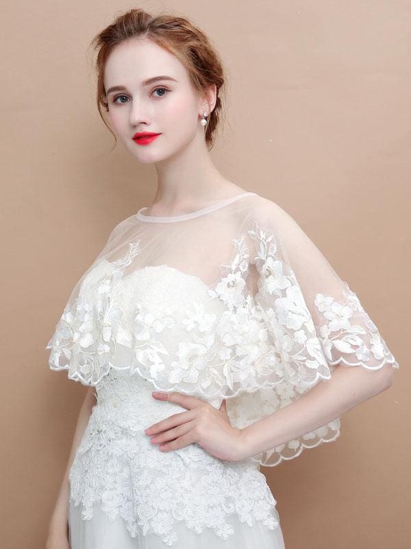 Champagne Embroidered Flower Wedding Wraps | Bridelily - wedding wraps