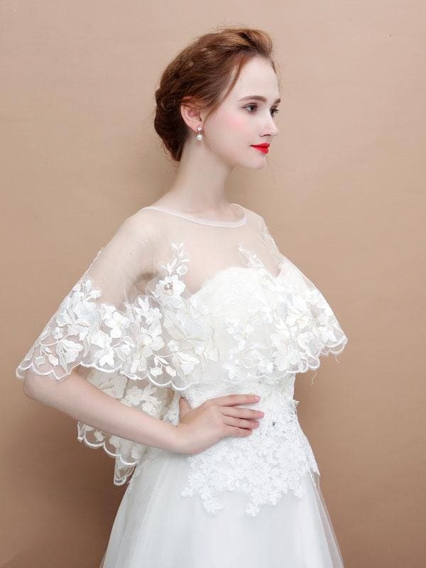 Champagne Embroidered Flower Wedding Wraps | Bridelily - wedding wraps
