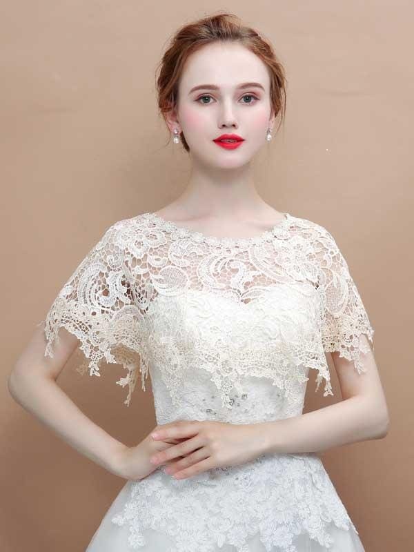 Champagne Hollow Lace Summmer Wedding Wraps | Bridelily - wedding wraps