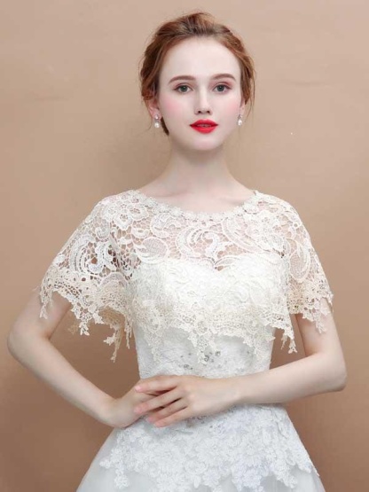 Champagne Hollow Lace Summmer Wedding Wraps | Bridelily - wedding wraps