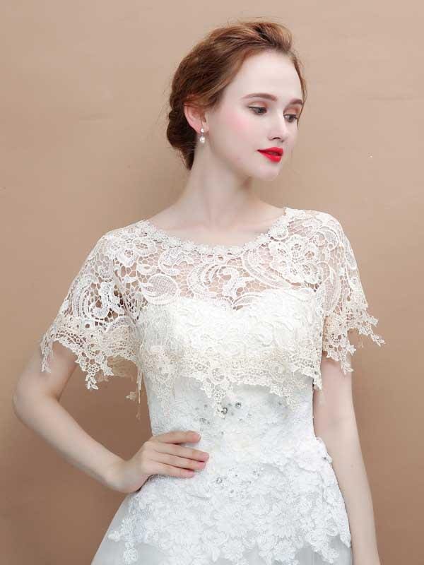 Champagne Hollow Lace Summmer Wedding Wraps | Bridelily - One Size / Champagne - wedding wraps