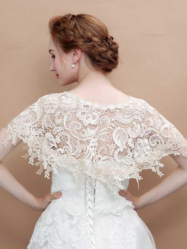 Champagne Hollow Lace Summmer Wedding Wraps | Bridelily - wedding wraps