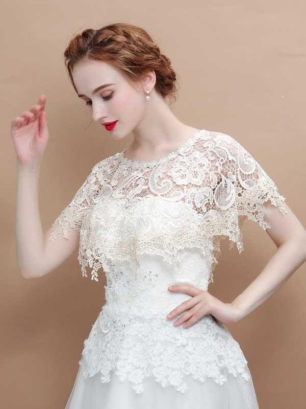 Champagne Hollow Lace Summmer Wedding Wraps | Bridelily - wedding wraps