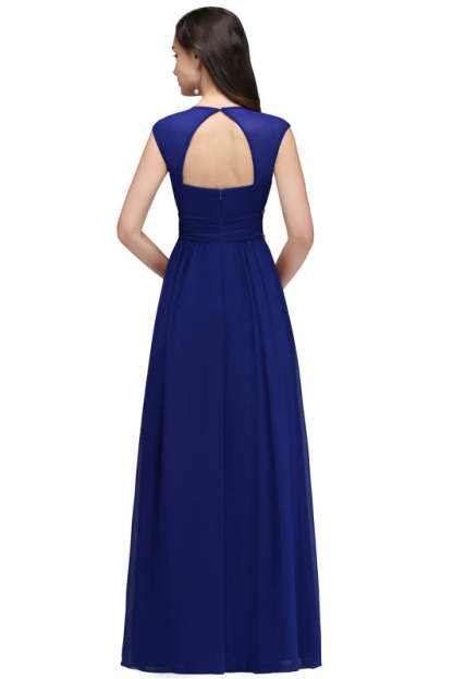 Charming V-Neck Aline Evening Dress with Chains Sleeveless Empire Chiffon Bridesmaid Dress - Prom Dresses