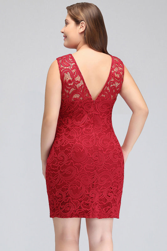 Chic Crew Neck Lace Mini Formal Dress Sleveless Short Party Wear Dress - Prom Dresses