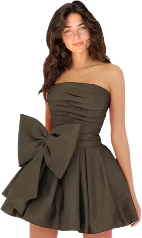 Sleeveless Prom Dresses Short Homecoming Dresses Satin