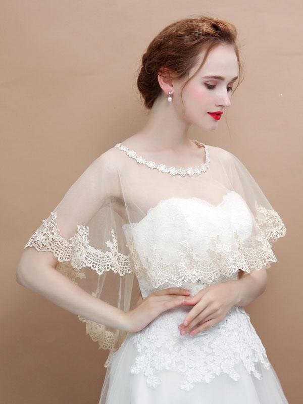 Simple Champagne Applique Wedding Wraps | Bridelily - wedding wraps