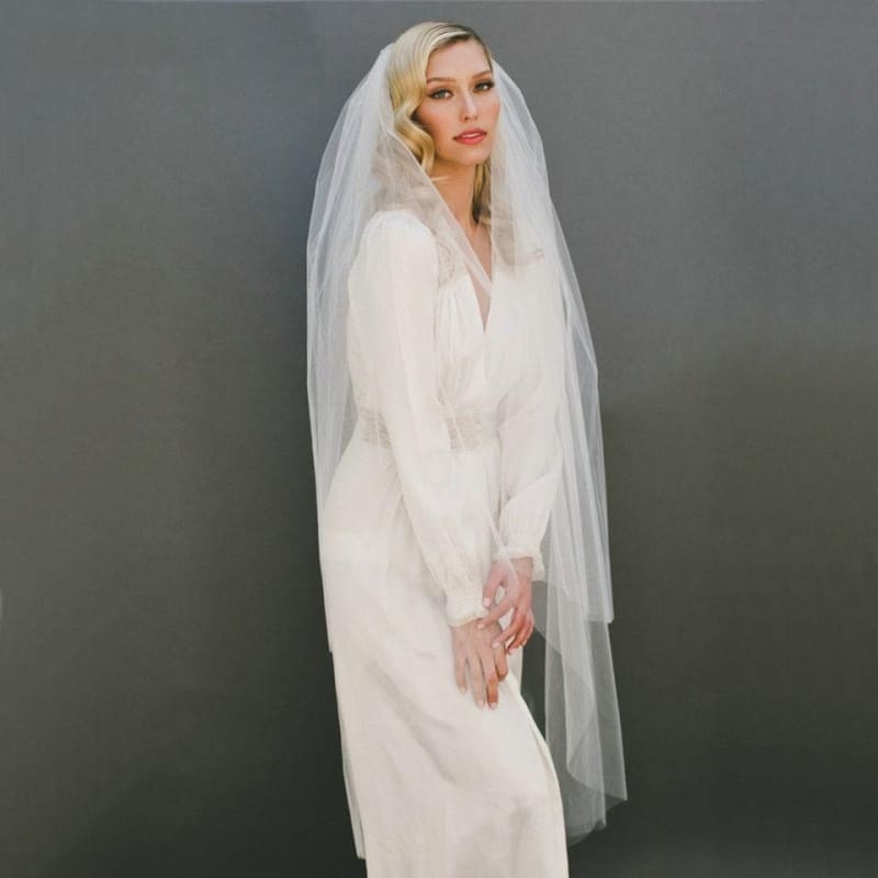 Cut Edge 120cm With Comb Two Layers Wedding Veils | Bridelily - wedding veils