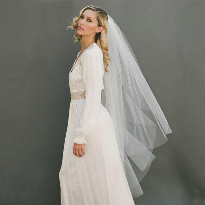 Cut Edge 120cm With Comb Two Layers Wedding Veils | Bridelily - wedding veils