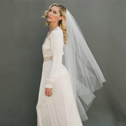 Cut Edge 120cm With Comb Two Layers Wedding Veils | Bridelily - wedding veils