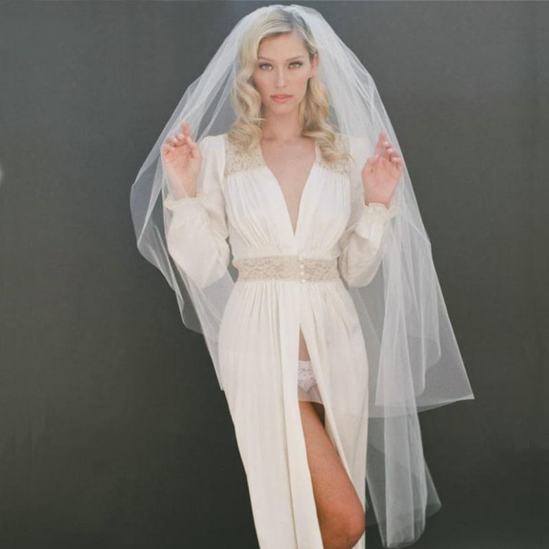 Cut Edge 120cm With Comb Two Layers Wedding Veils | Bridelily - wedding veils