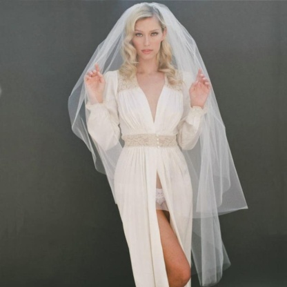 Cut Edge 120cm With Comb Two Layers Wedding Veils | Bridelily - wedding veils