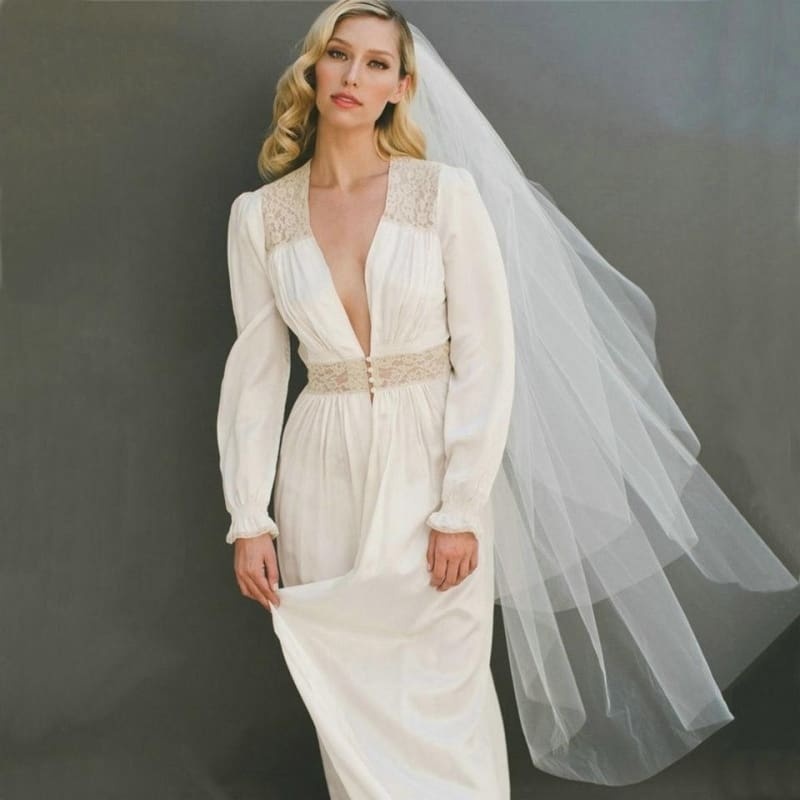 Cut Edge 120cm With Comb Two Layers Wedding Veils | Bridelily - wedding veils