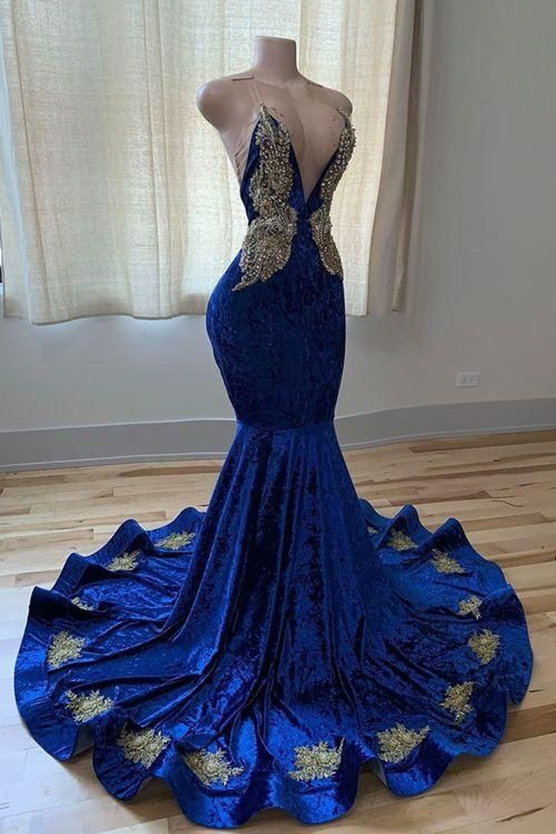 Trendy Mermaid Silver Sequin Royal Blue Prom Dress