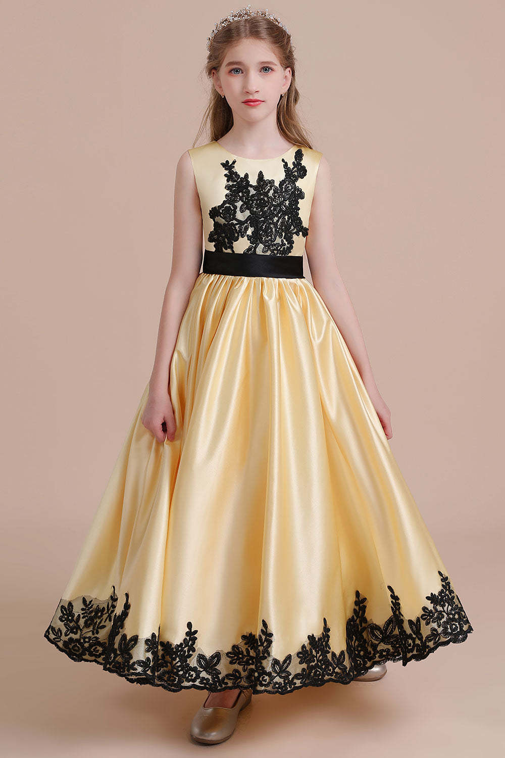 Chicloth A-Line Chic Bow Appliques Satin Flower Girl Dress Online
