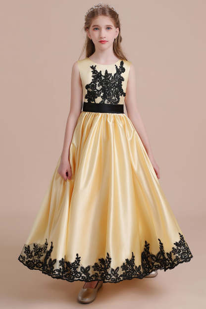 Chicloth A-Line Chic Bow Appliques Satin Flower Girl Dress Online