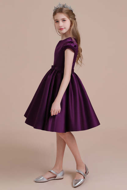 Chicloth A-Line Graceful Cap Sleeve Satin Flower Girl Dress Online