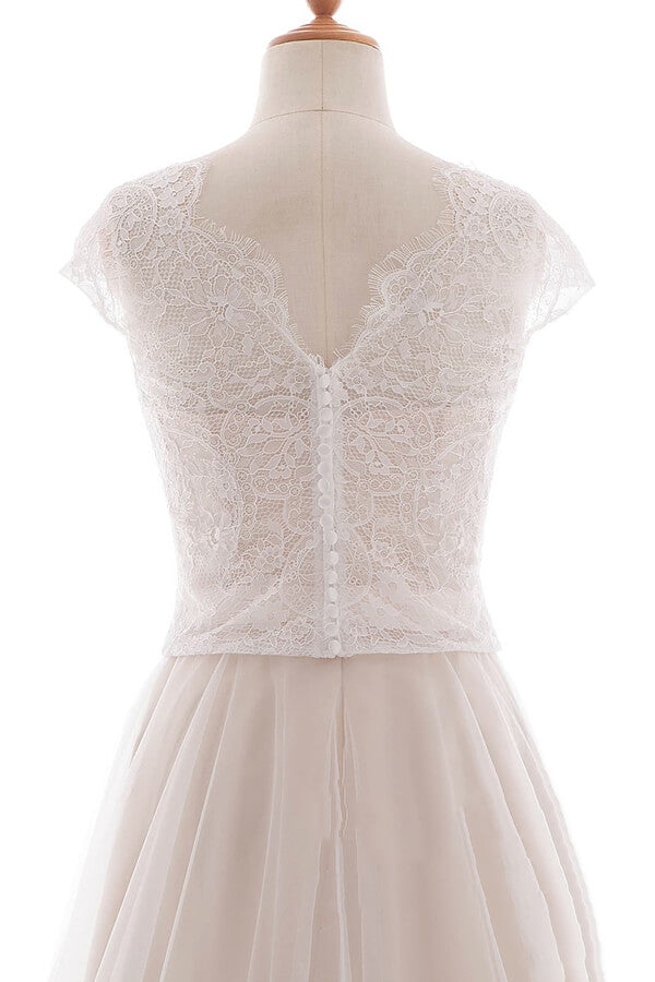 Chicloth Graceful V-neck Lace Tulle A-line Wedding Dress On Sale