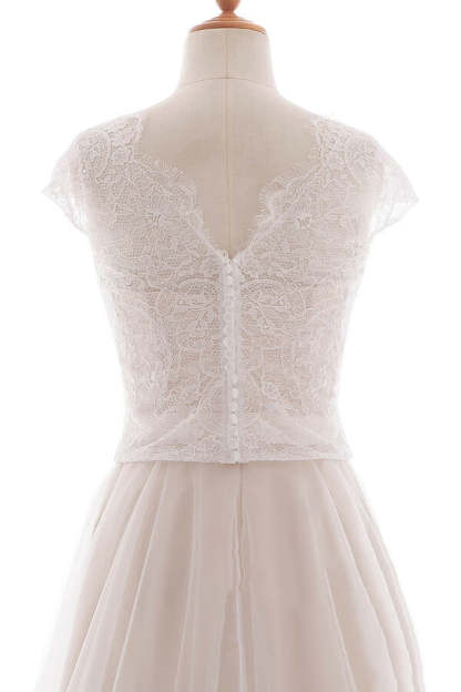 Chicloth Graceful V-neck Lace Tulle A-line Wedding Dress On Sale