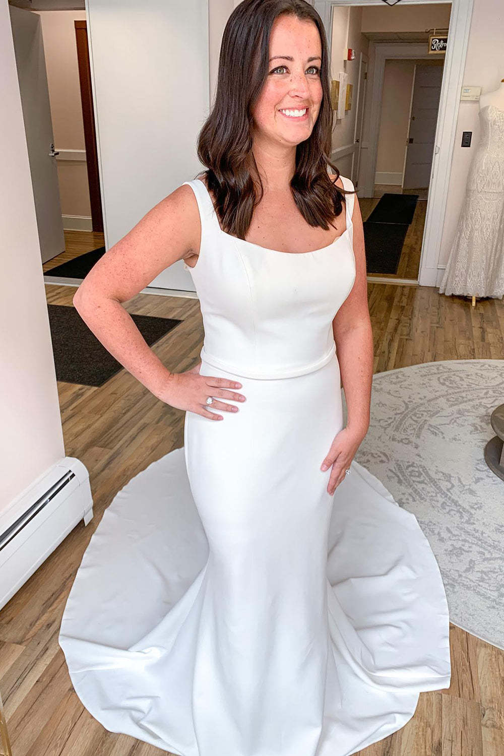 Chicloth Straps Mermaid Wedding Dress Square Long Online