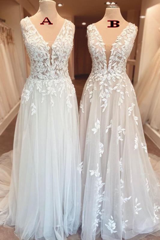 Chicloth Lace Appliques Wedding Dress Sleeveless Tulle Online