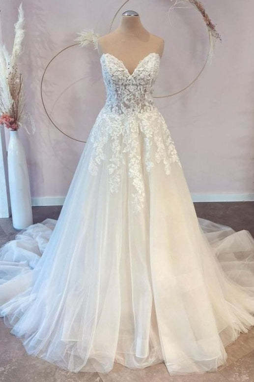 Chicloth V-Neck Sleeveless Lace Wedding Dress Long On Sale