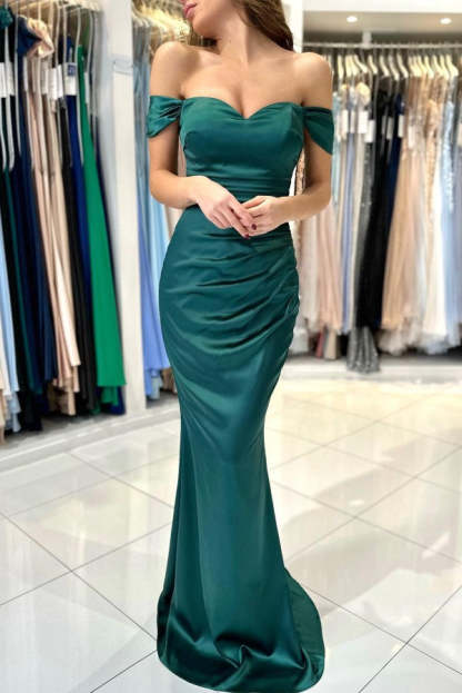 Chicloth Off-the-Shoulder Prom Dress Mermid Emerald Green