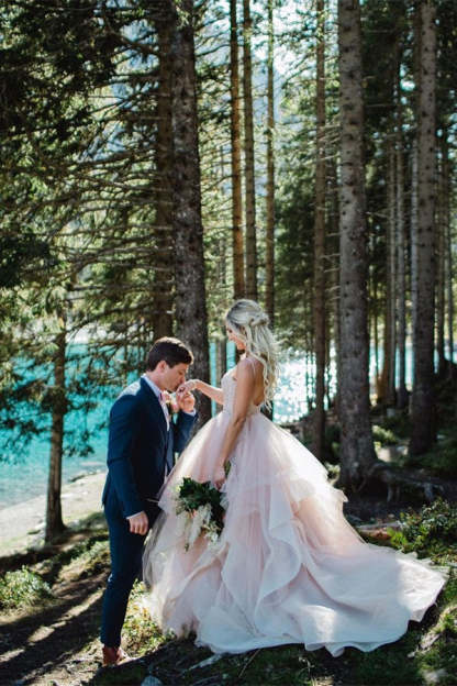 Chicloth Pink Spaghetti-Straps Wedding Dress Tulle Backless Long