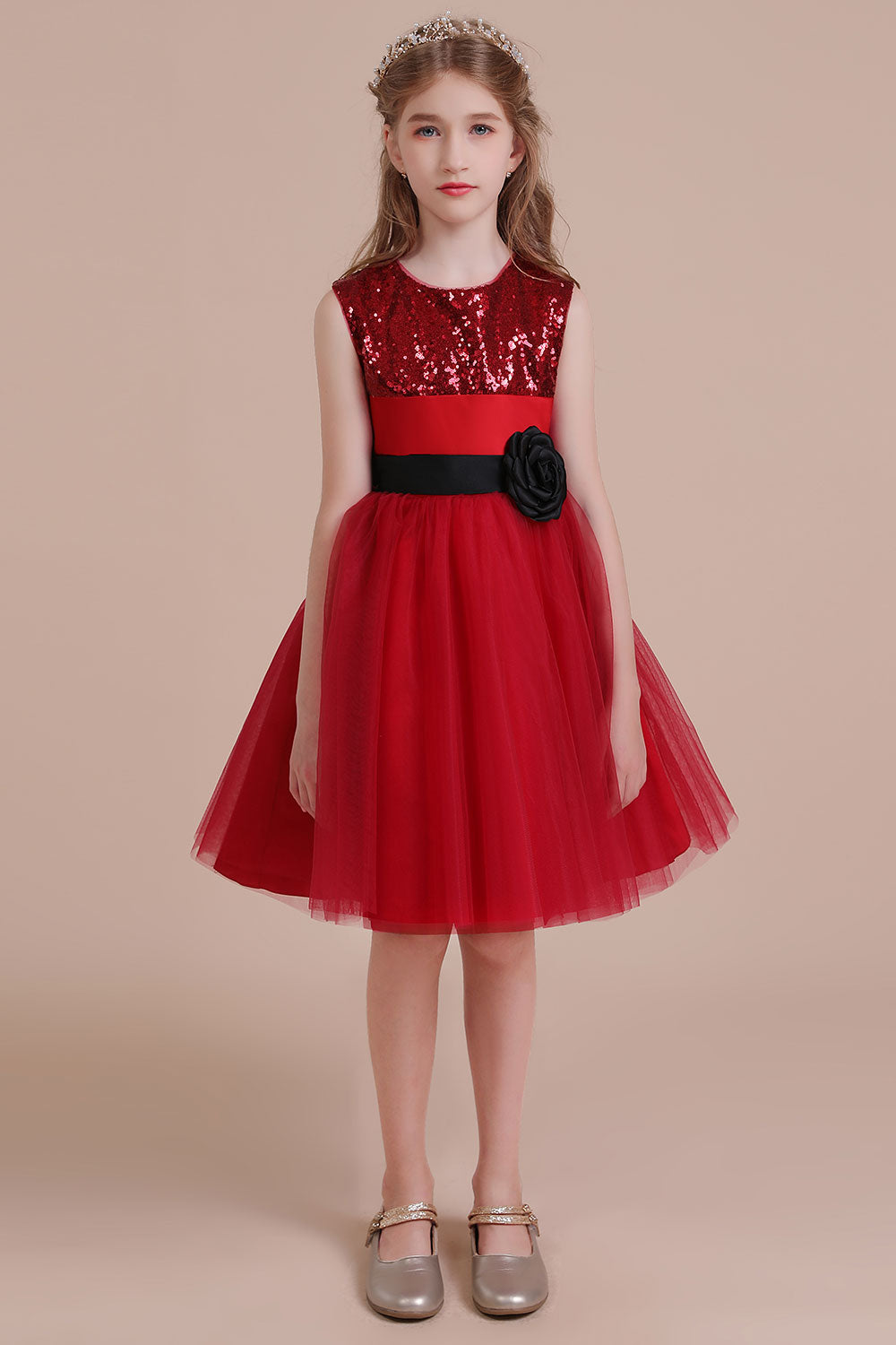 Chicloth A-Line Graceful Sequins Tulle Flower Girl Dress Online