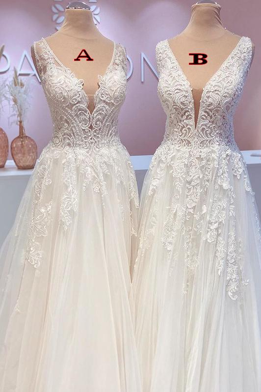 Chicloth Open Back Sleeveless Wedding Dress Tulle With Lace
