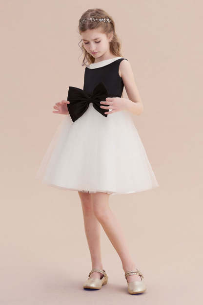 Chicloth A-Line Affordable Bow Tulle Flower Girl Dress On Sale