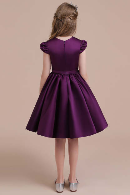 Chicloth A-Line Graceful Cap Sleeve Satin Flower Girl Dress Online
