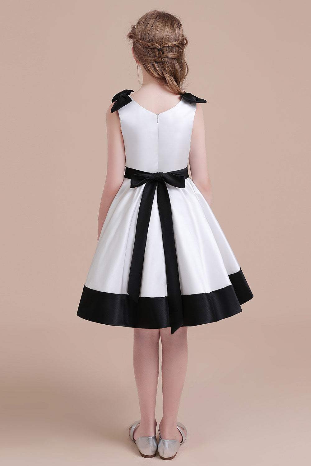 Chicloth A-Line Latest Satin Knee Length Flower Girl Dress Online