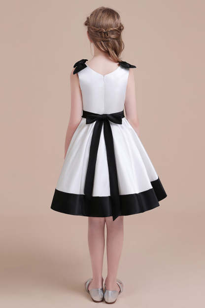 Chicloth A-Line Latest Satin Knee Length Flower Girl Dress Online
