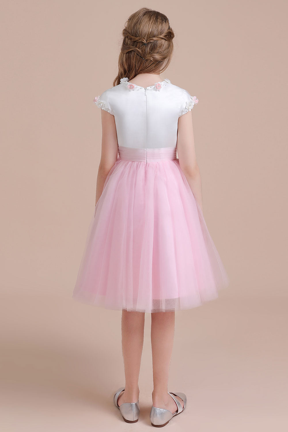Chicloth A-Line Cap Sleeve Tulle Knee Length Flower Girl Dress Online