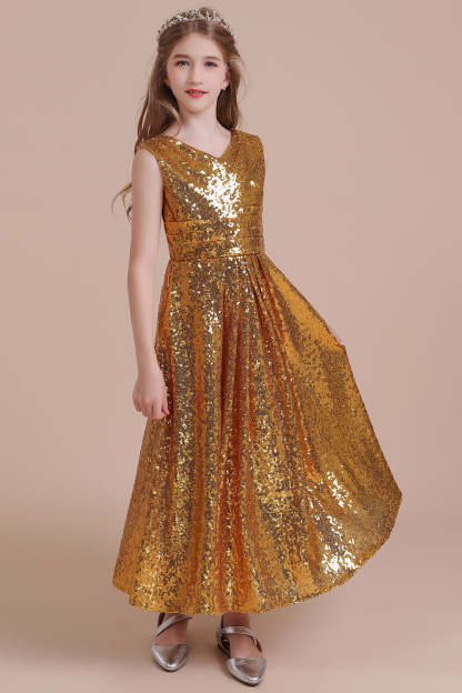 Chicloth A-Line Amazing Sequins V-neck Flower Girl Dress Online
